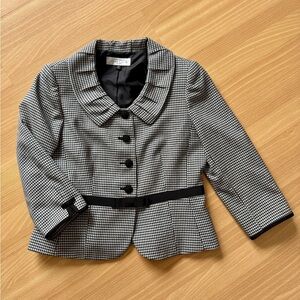 Tahari Black and White Houndstooth Blazer